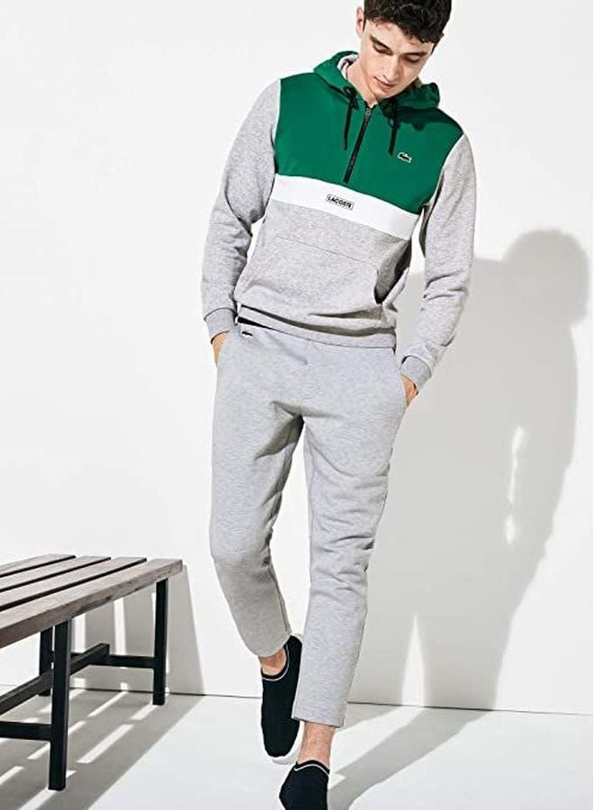 Contrast Waistband Fleece Sweatpants Grey