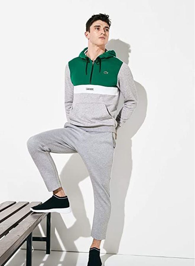 Contrast Waistband Fleece Sweatpants Grey