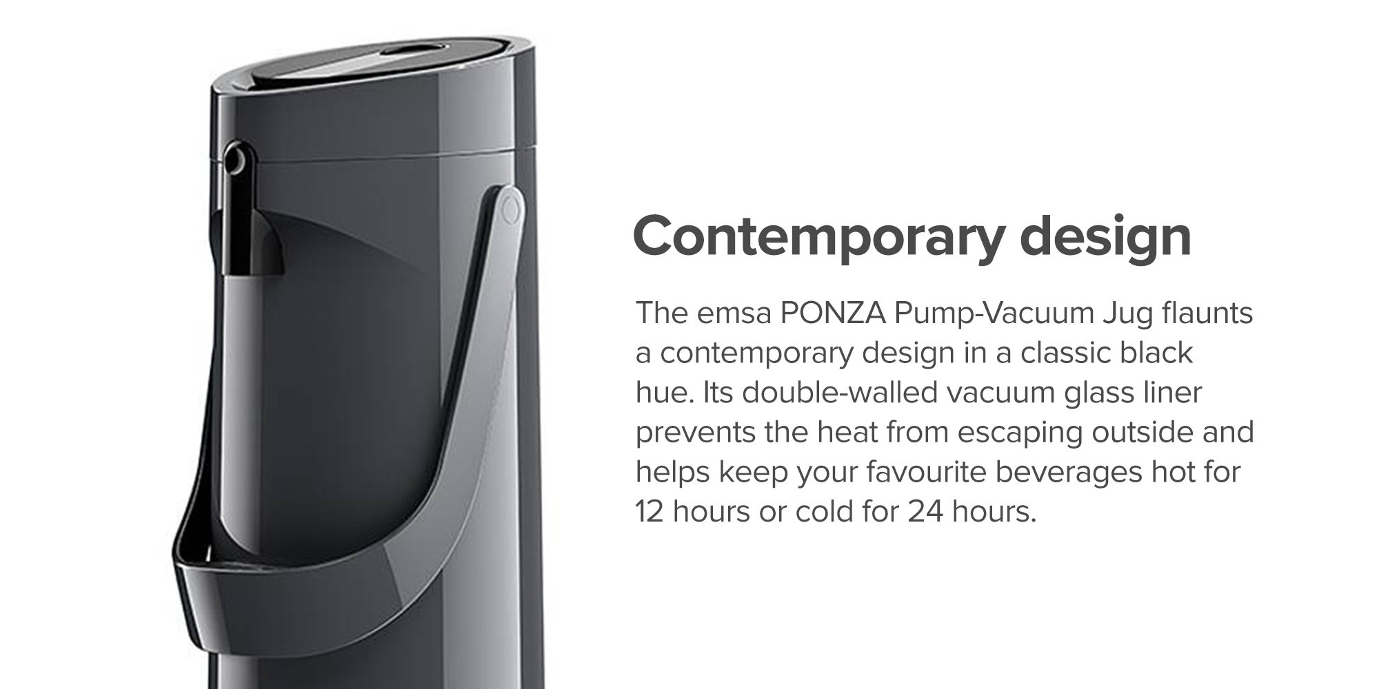 Ponza Pump Vacuum Flask Black