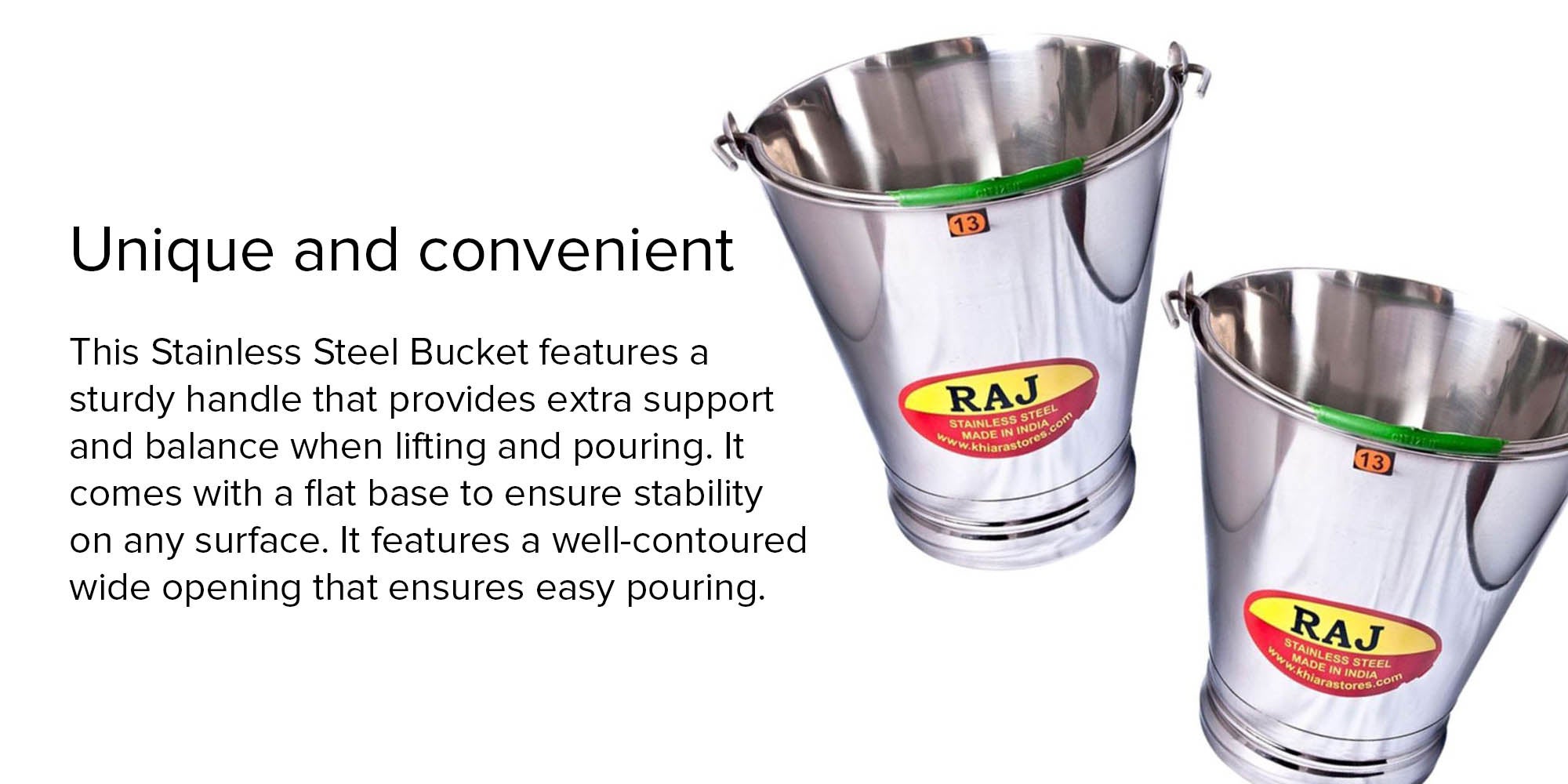 Stainless Steel Bucket Silver 8Liters
