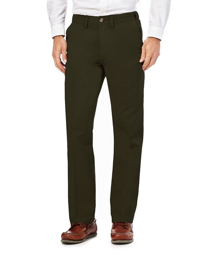 Solid Formal Pants With Side Pockets Green