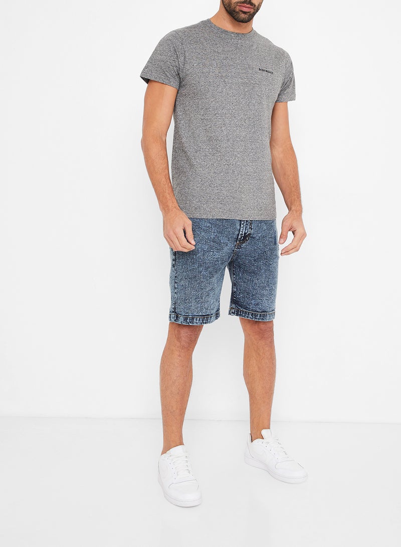 Acid Wash Denim Shorts Blue