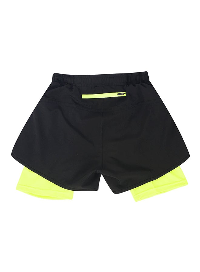 2-In-1 Breathable Running Shorts Green Black/Neon Green