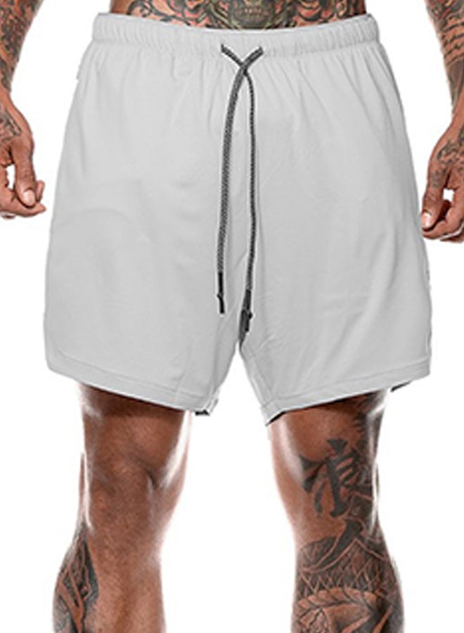 Pocket Detail Solid Shorts White