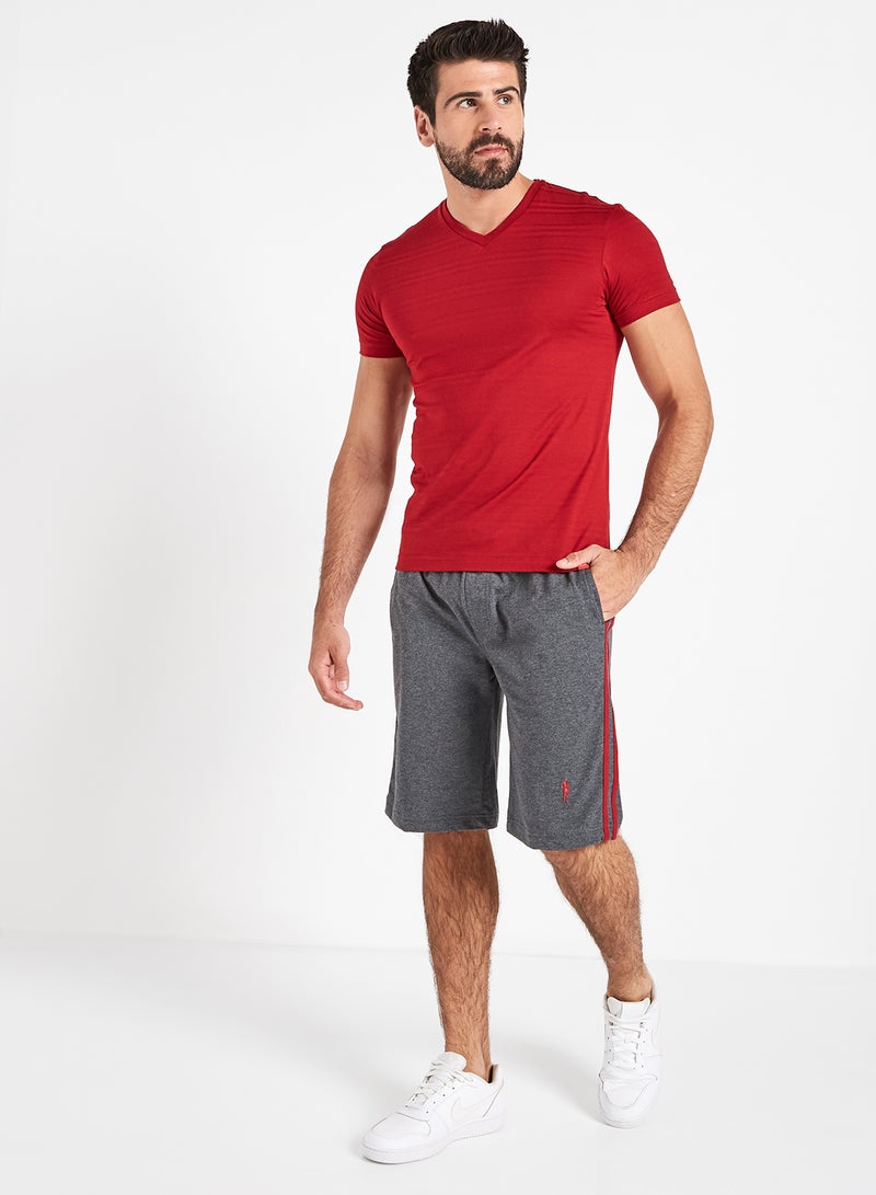 Pocket Detailed Shorts Charcoal/Shanghai Red