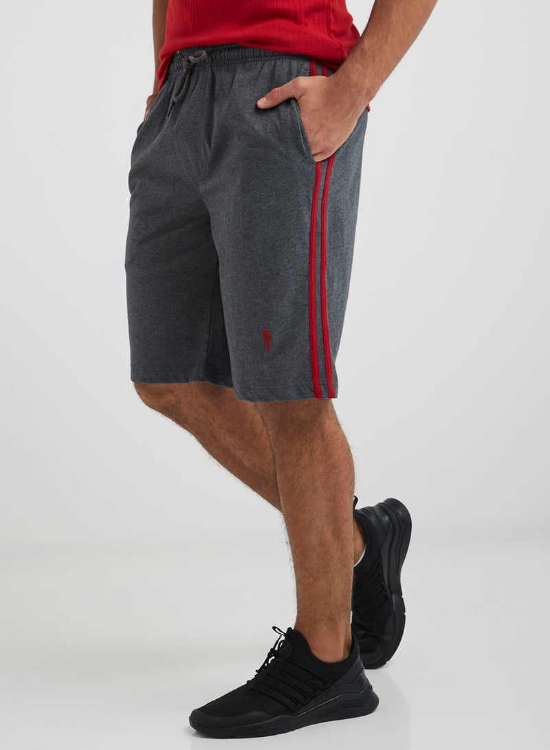 Pocket Detailed Shorts Charcoal/Shanghai Red