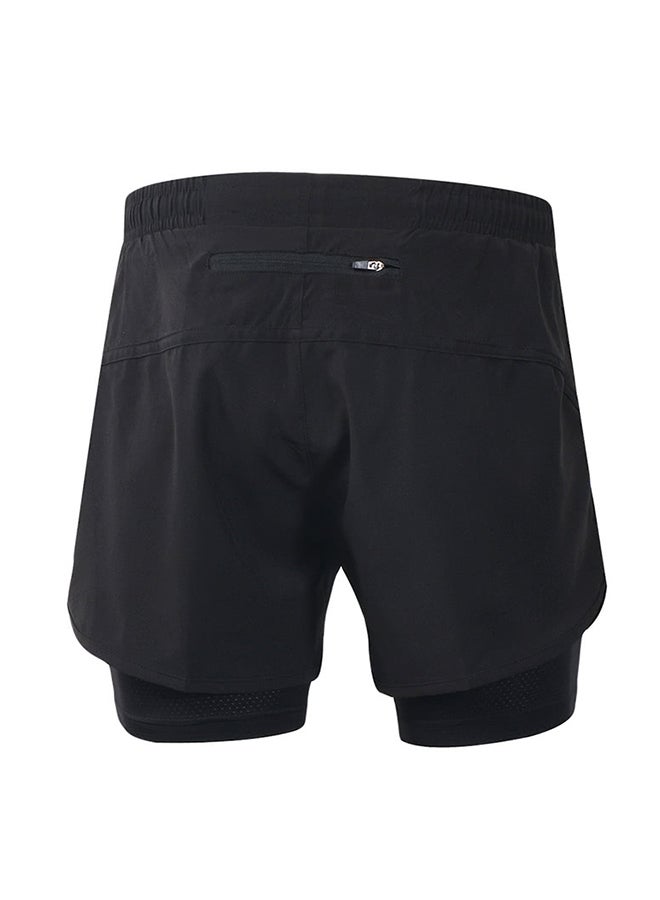 2-In-1 Breathable Running Shorts Black