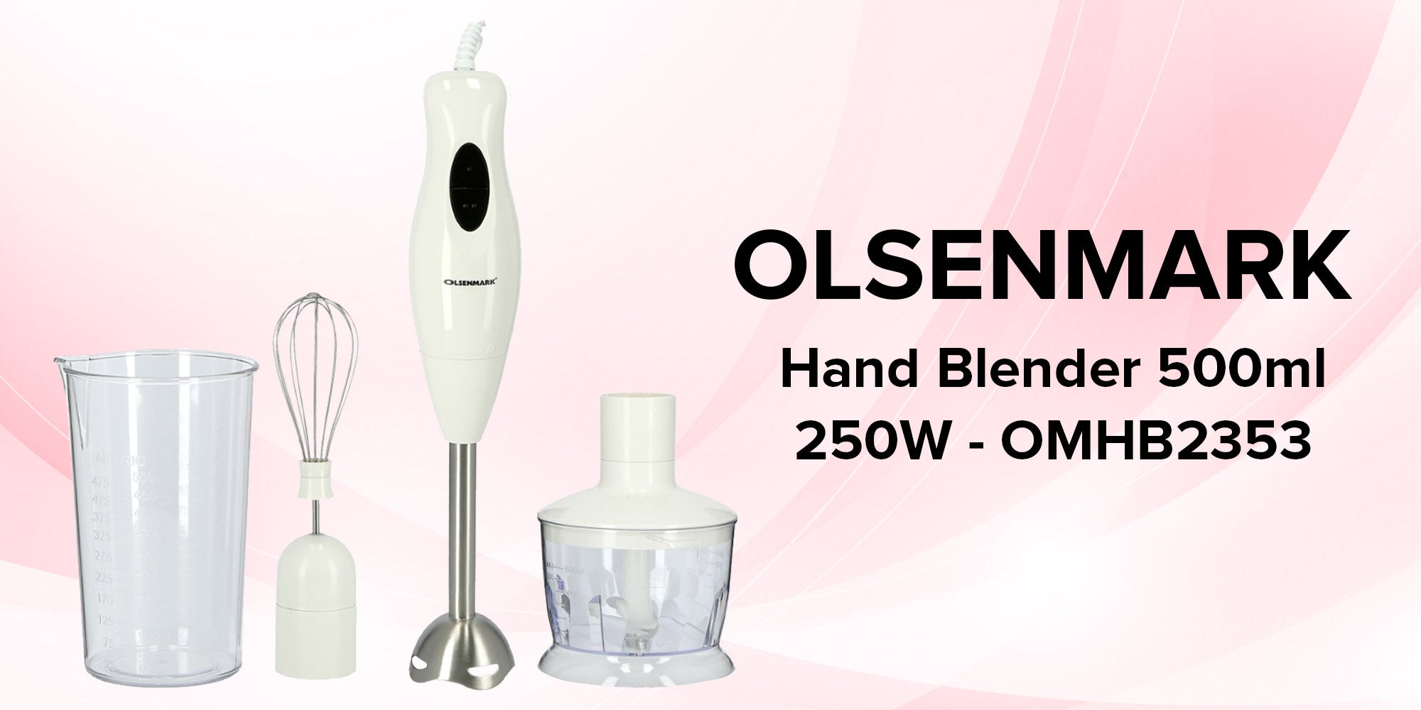 Hand Blender OMHB2353 White/Silver/Black