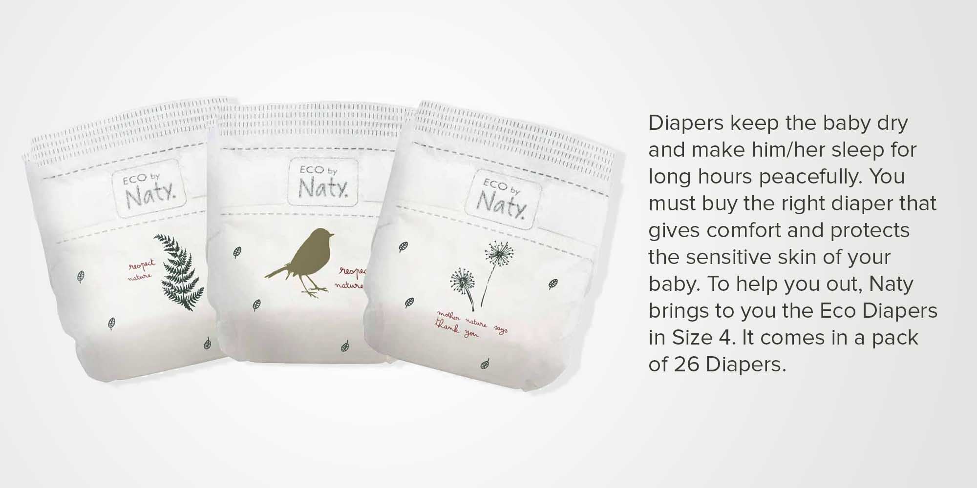 Eco Diapers, Size 4, 7-18 Kg, 26 Count
