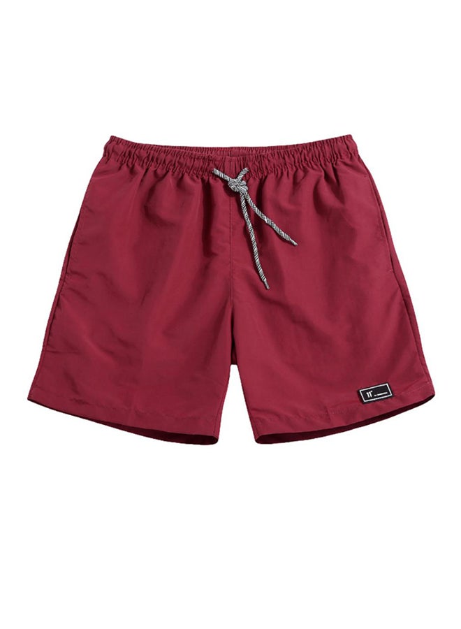 Solid Workout Fitness Quick Dry Shorts Burgundy