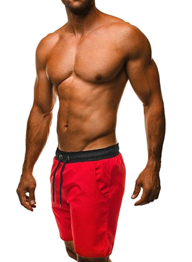 Drawstring Low Rise Casual Shorts Red/Black