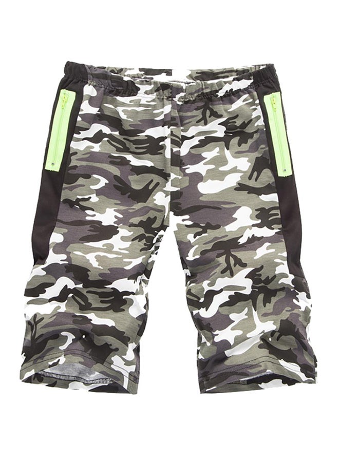 Casual Loose Camouflage Print Outdoor Cargo Shorts Grey/Black