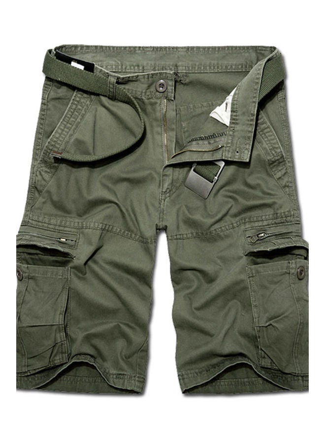 Men Casual Solid Color Breathable Multi Pockets Short Cargo Pants Beach Shorts Dark Gray