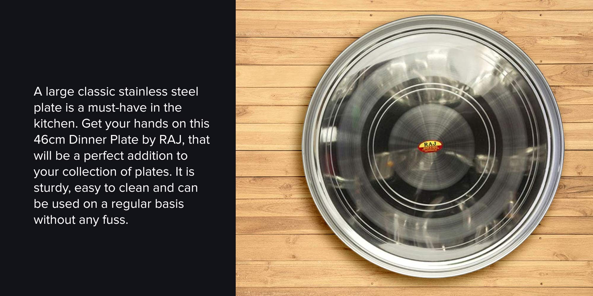 Stainless Steel Dinner Plate Silver 46cm