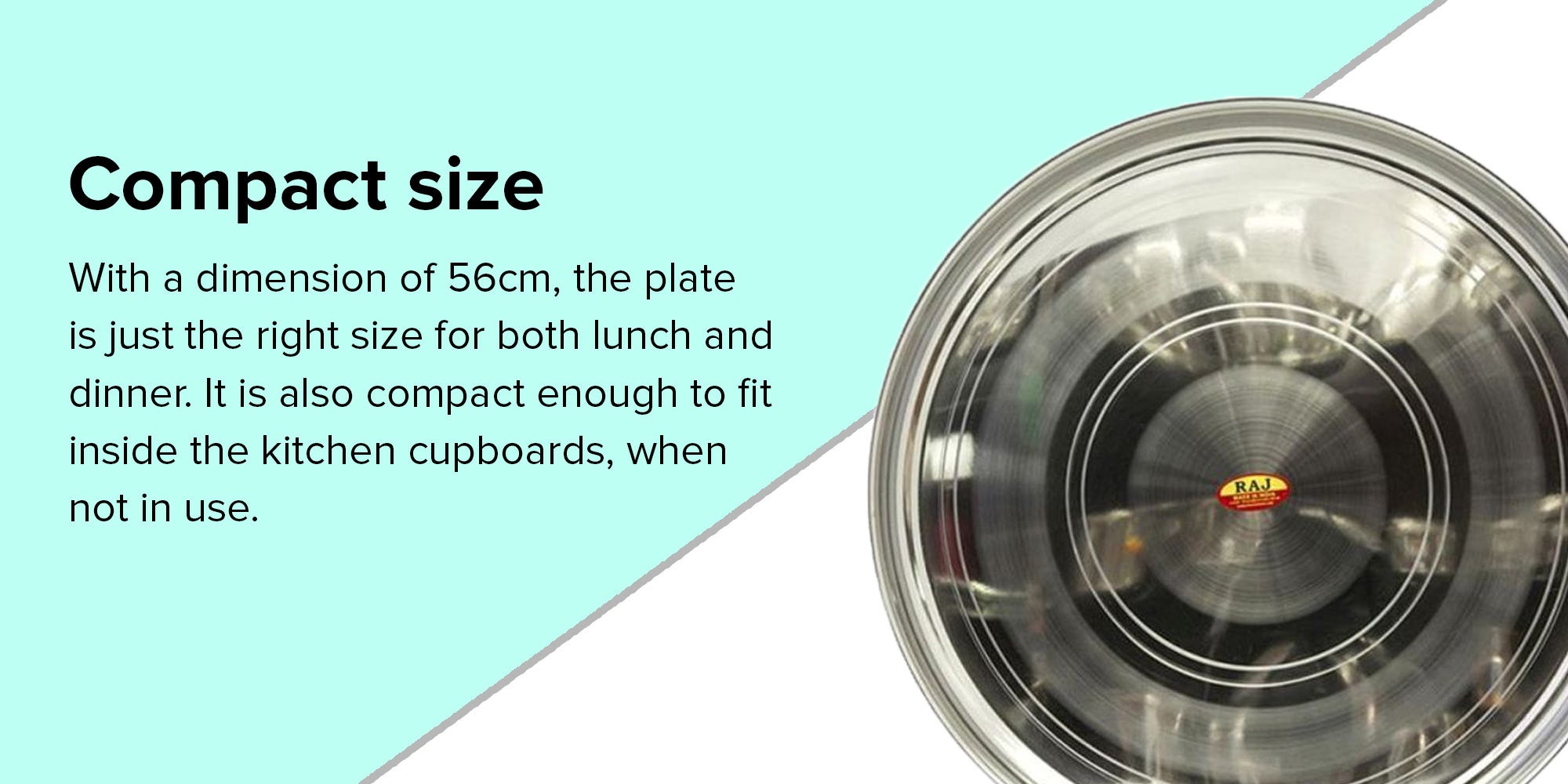 Stainless Steel Dinner Plate Silver 56cm