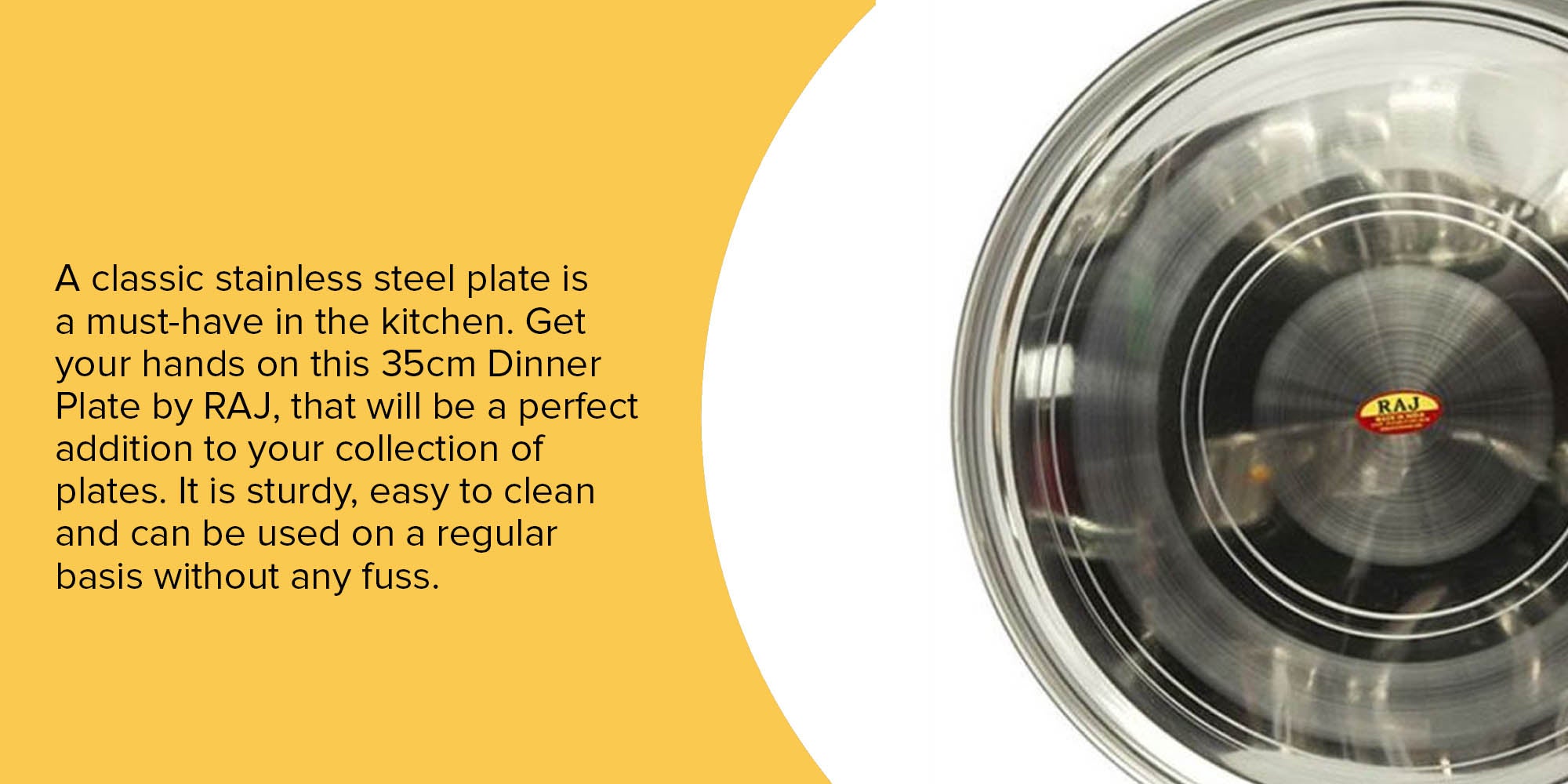 Stainless Steel Dinner Plate Silver 35cm