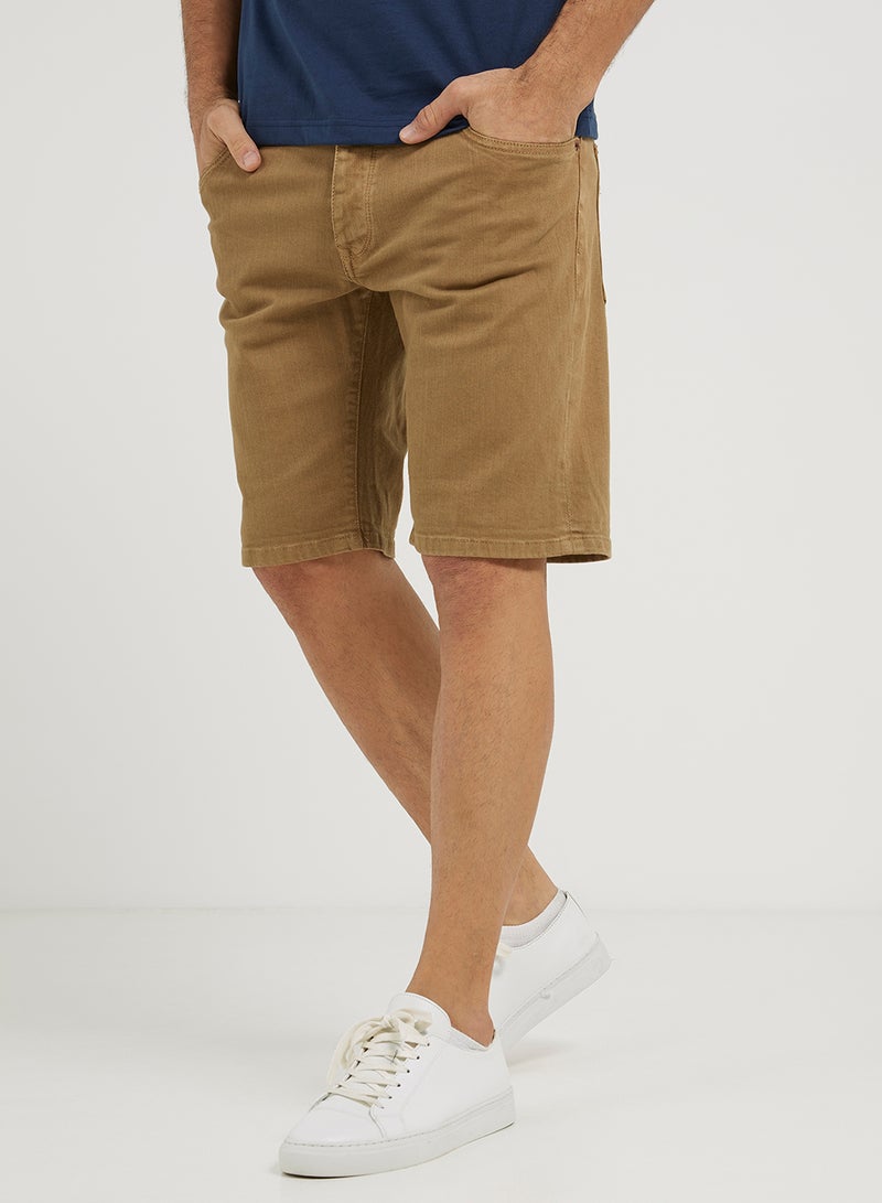 Twill Shorts Brown Khaki