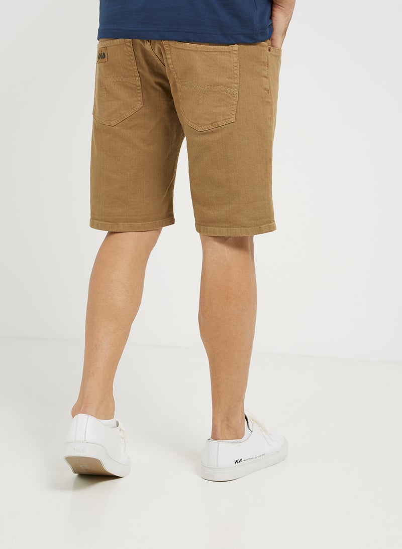Twill Shorts Brown Khaki