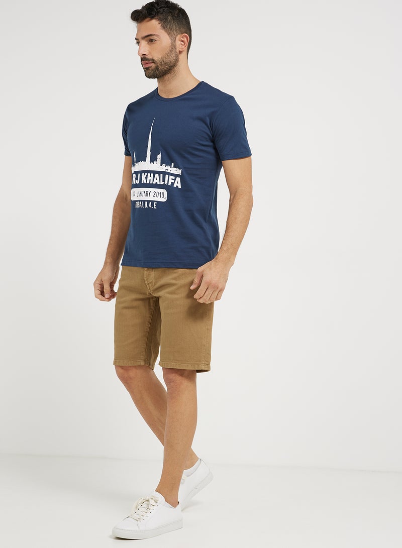 Twill Shorts Brown Khaki