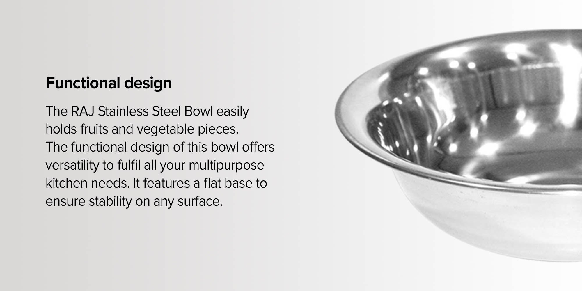 RAJ STAINLESS STEEL HEAVY MIXING BOWL, 50 CM, SILVER, RHB024 Silver