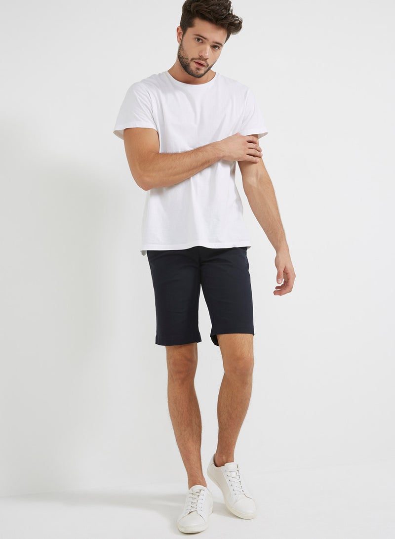 Plain Bermuda Shorts 469 Navy Blue