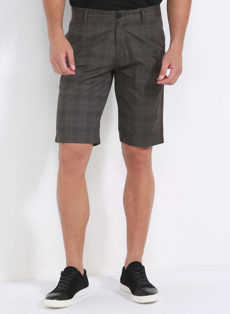 Square Print Bermudas Brown