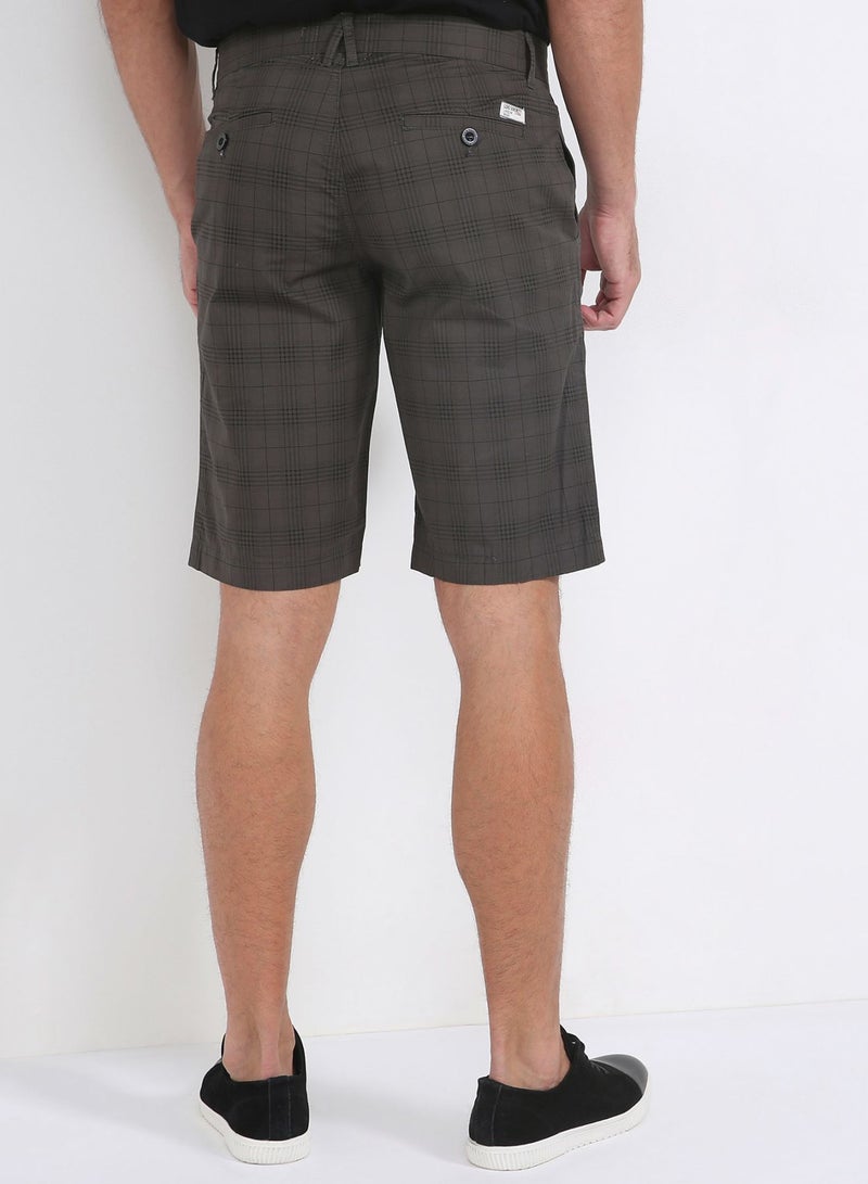 Square Print Bermudas Brown