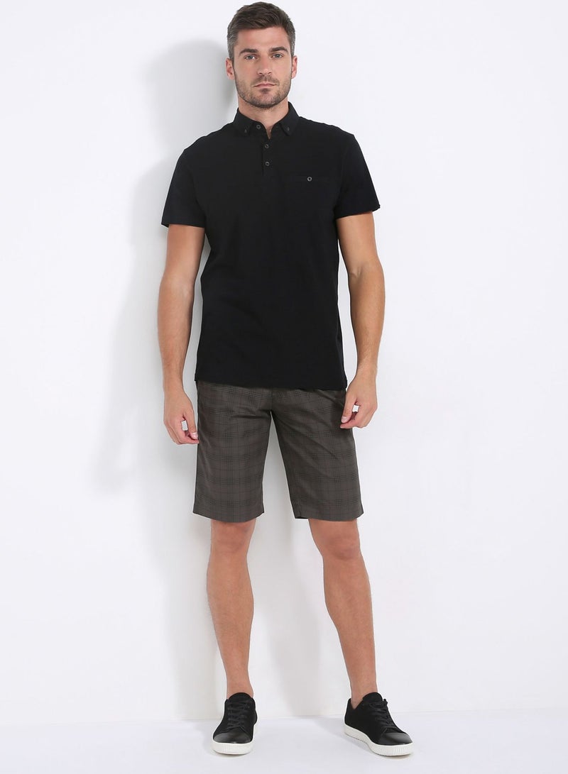 Square Print Bermudas Brown
