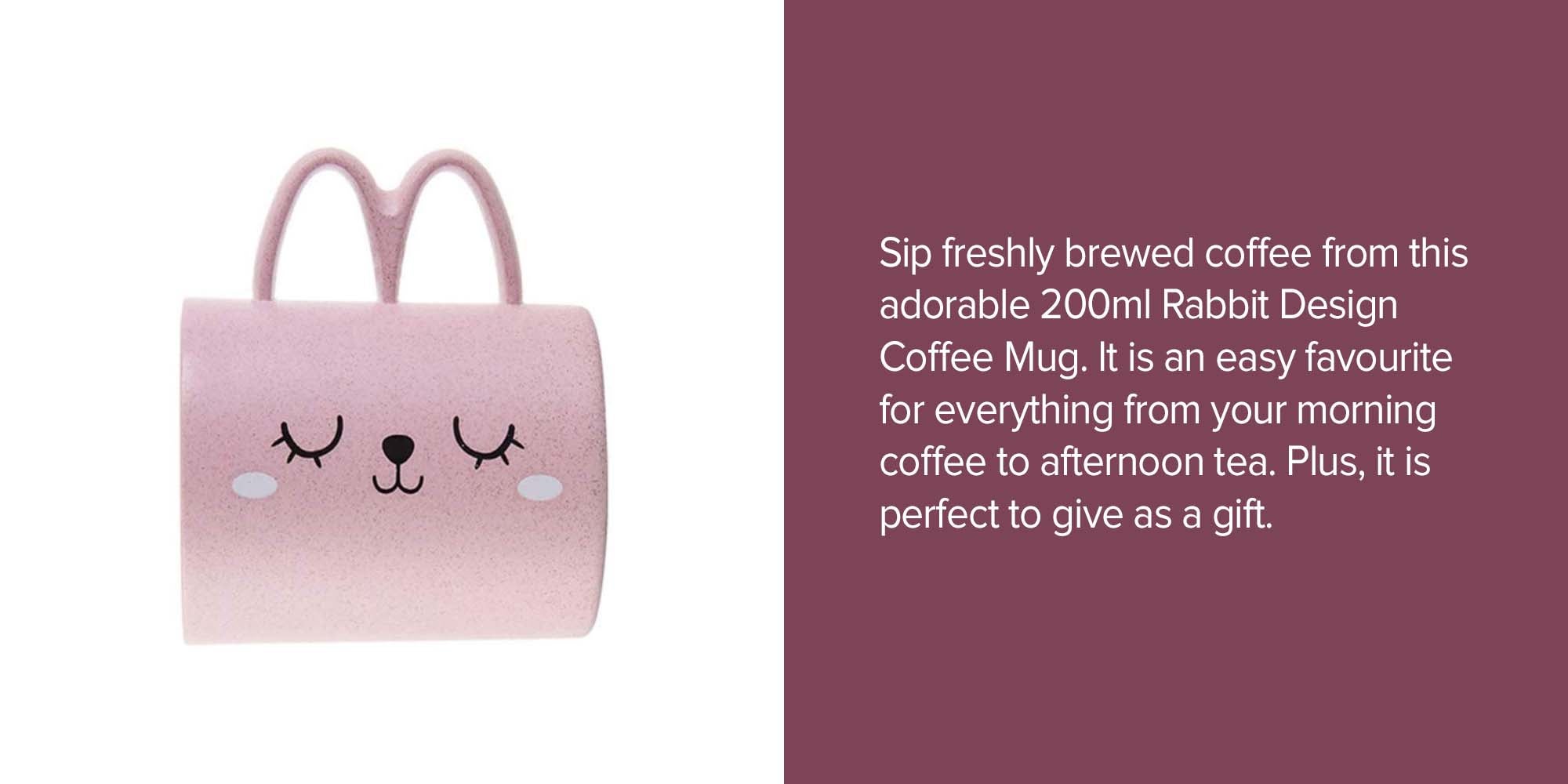 Rabbit Design Coffee Mug Pink/Black/White