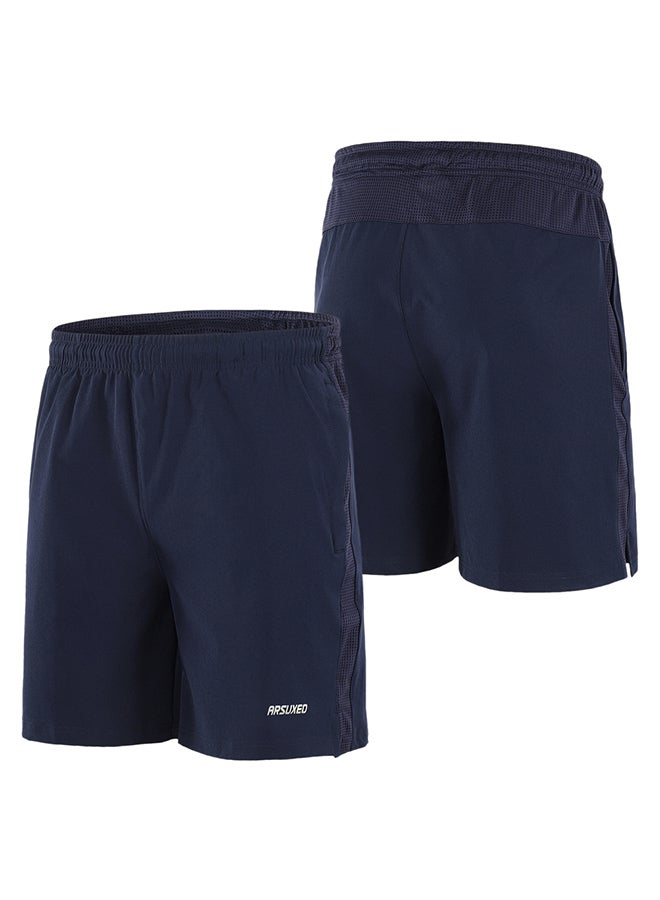 Breathable Mid Rise Casual Shorts Dark Blue
