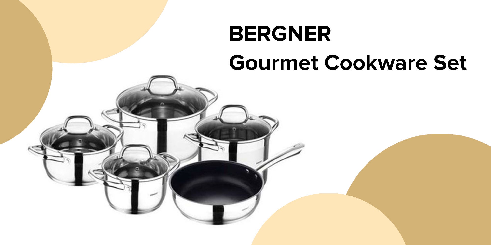 9-Piece Gourmet Cookware Set Silver/Black Non-stick Fry Pan 1x24, Casserole With Lid 1x24, Casserole With Lid 1x20, Casserole With Lid 1x24, Stock Pot With Lid 1x20cm