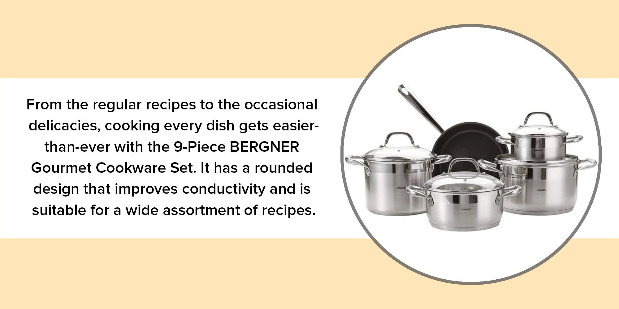 9-Piece Gourmet Cookware Set Silver/Black Non-stick Fry Pan 1x24, Casserole With Lid 1x24, Casserole With Lid 1x20, Casserole With Lid 1x24, Stock Pot With Lid 1x20cm