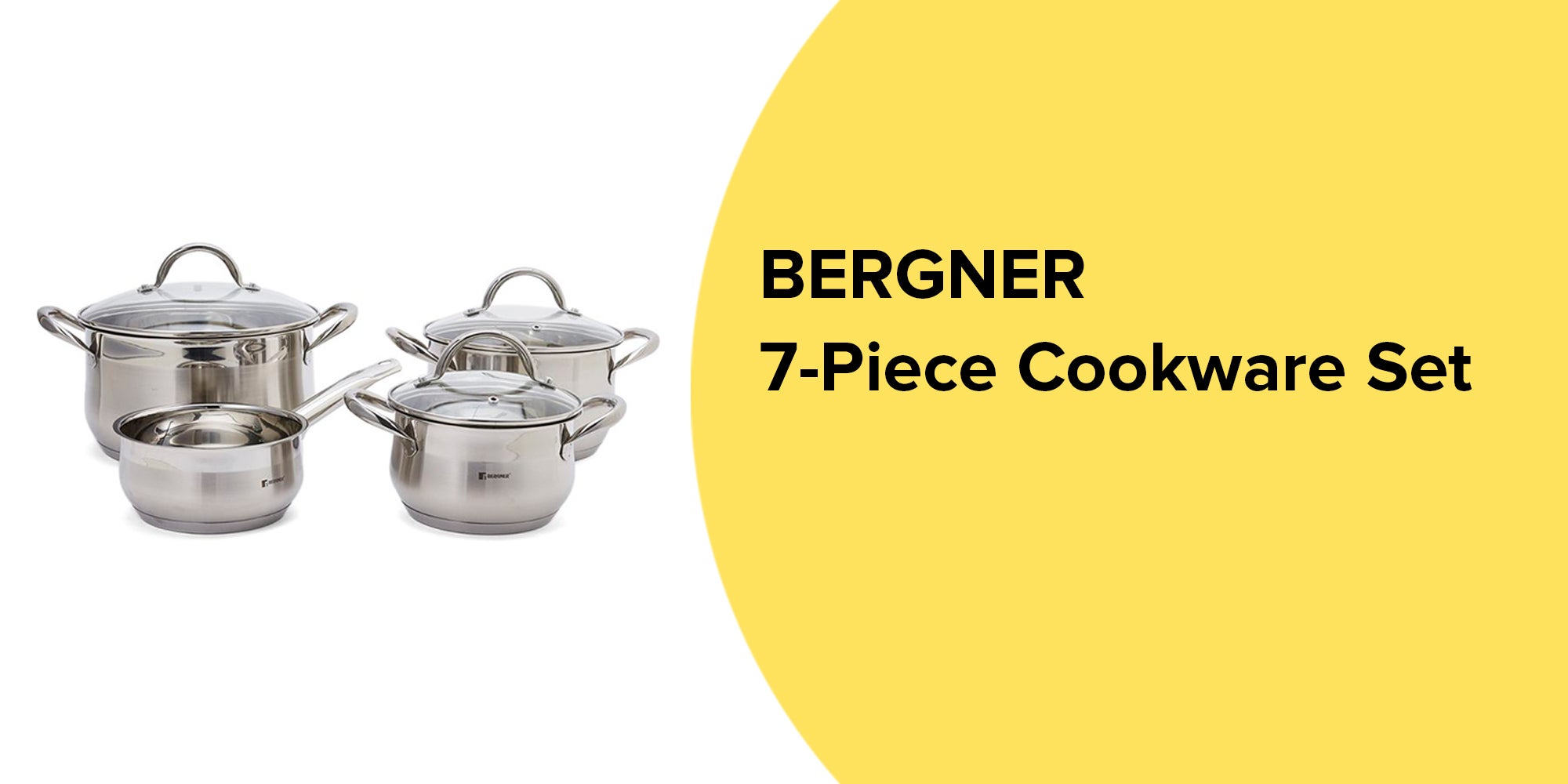 7-Piece  Induction Cookware Set Stainless Steel Silver