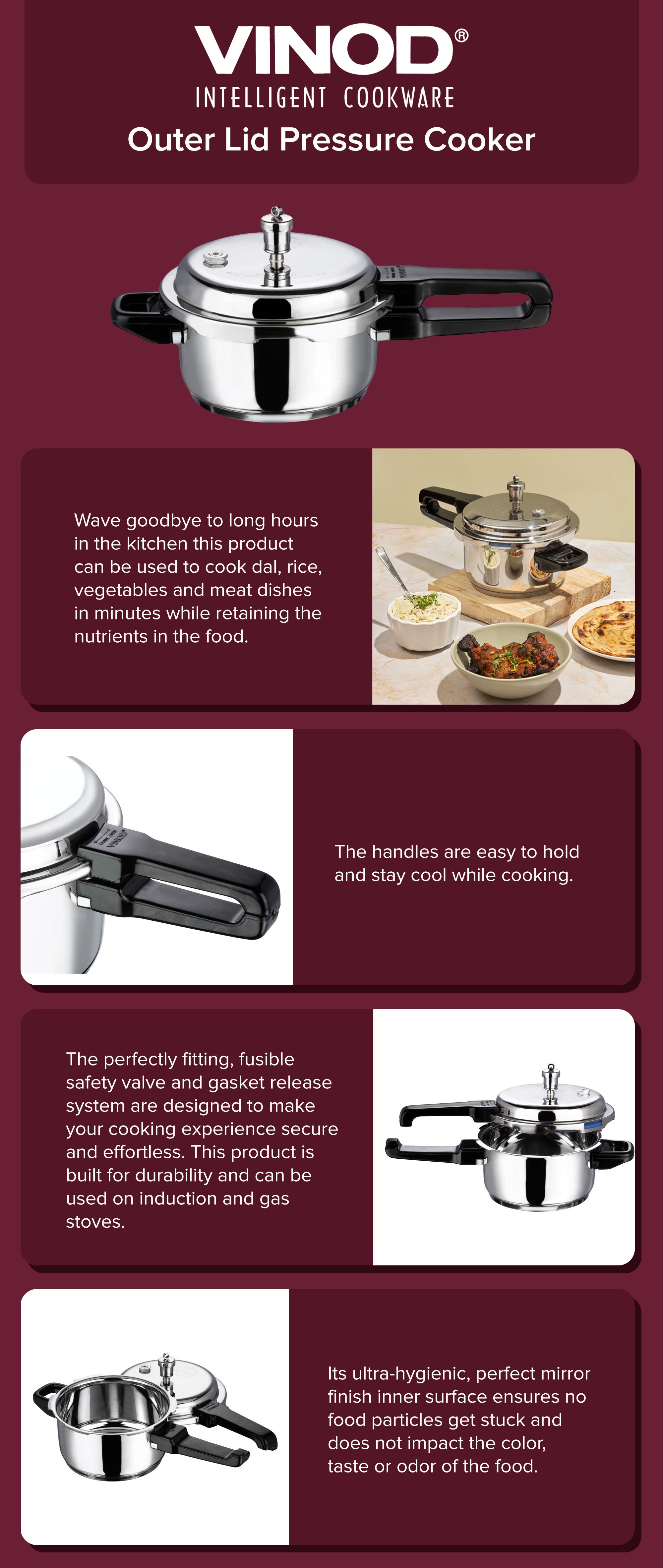 Stainless Steel Induction Pressure Cooker Outer Lid