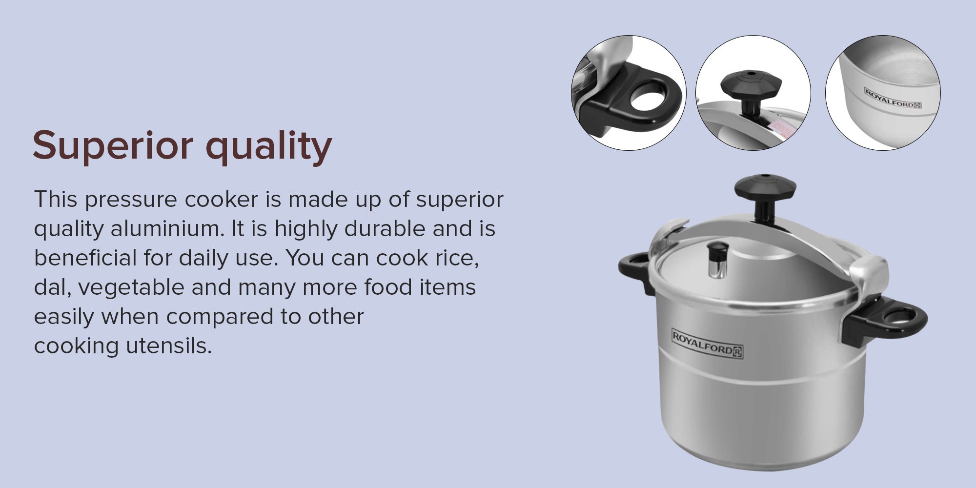 Aluminium Alloy Pressure Cooker Three-Ply Base Multi-Safety Device 30x30x25cm