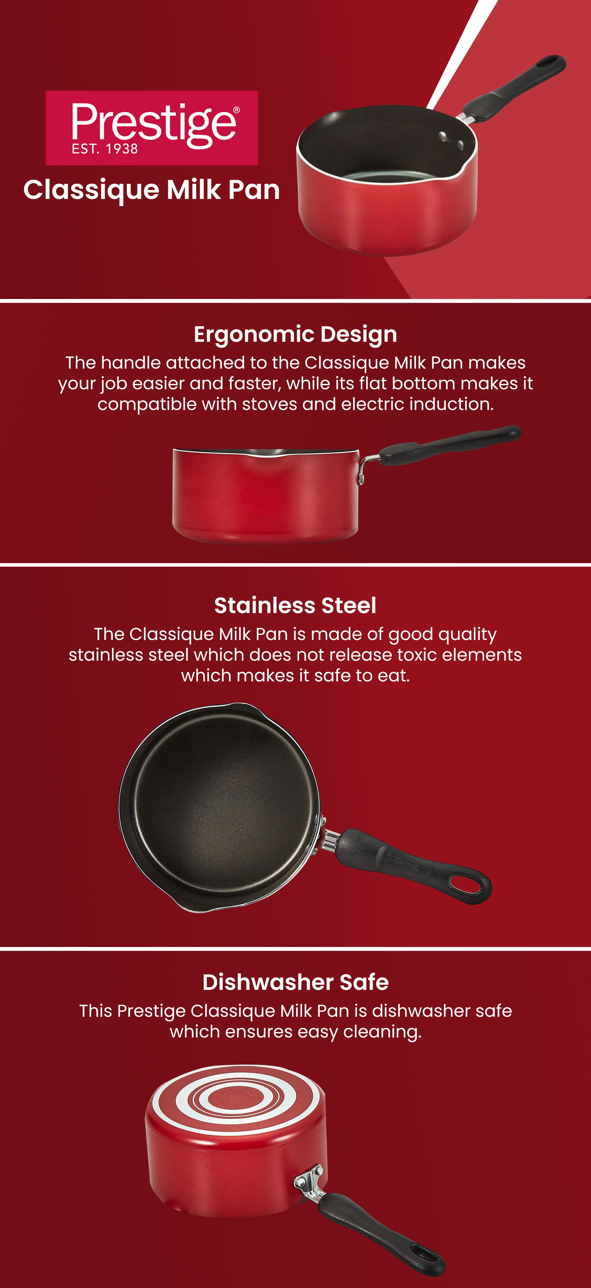 Classicique Non Stick Milkpan Red 16cm