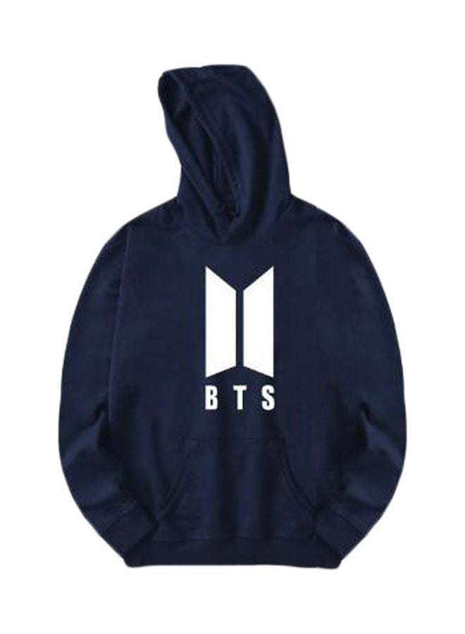 2-Piece BTS Printed Hoodie Set Blue/White