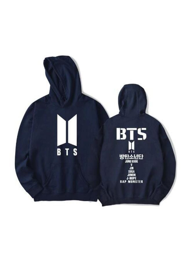 2-Piece BTS Printed Hoodie Set Blue/White