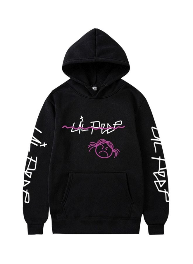 Stylish Rapper Lil Peep Printed Hoodie Black/White/Purple