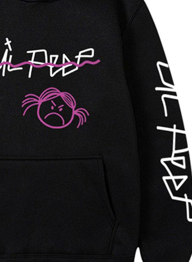 Stylish Rapper Lil Peep Printed Hoodie Black/White/Purple