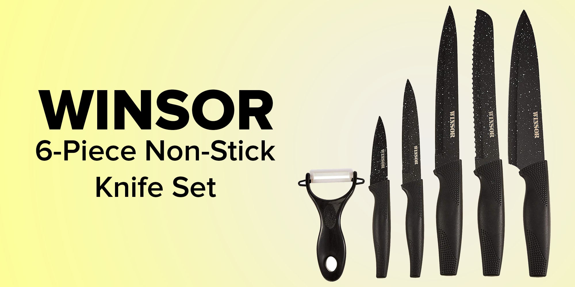 6-Piece Non Stick Knife Set Black
