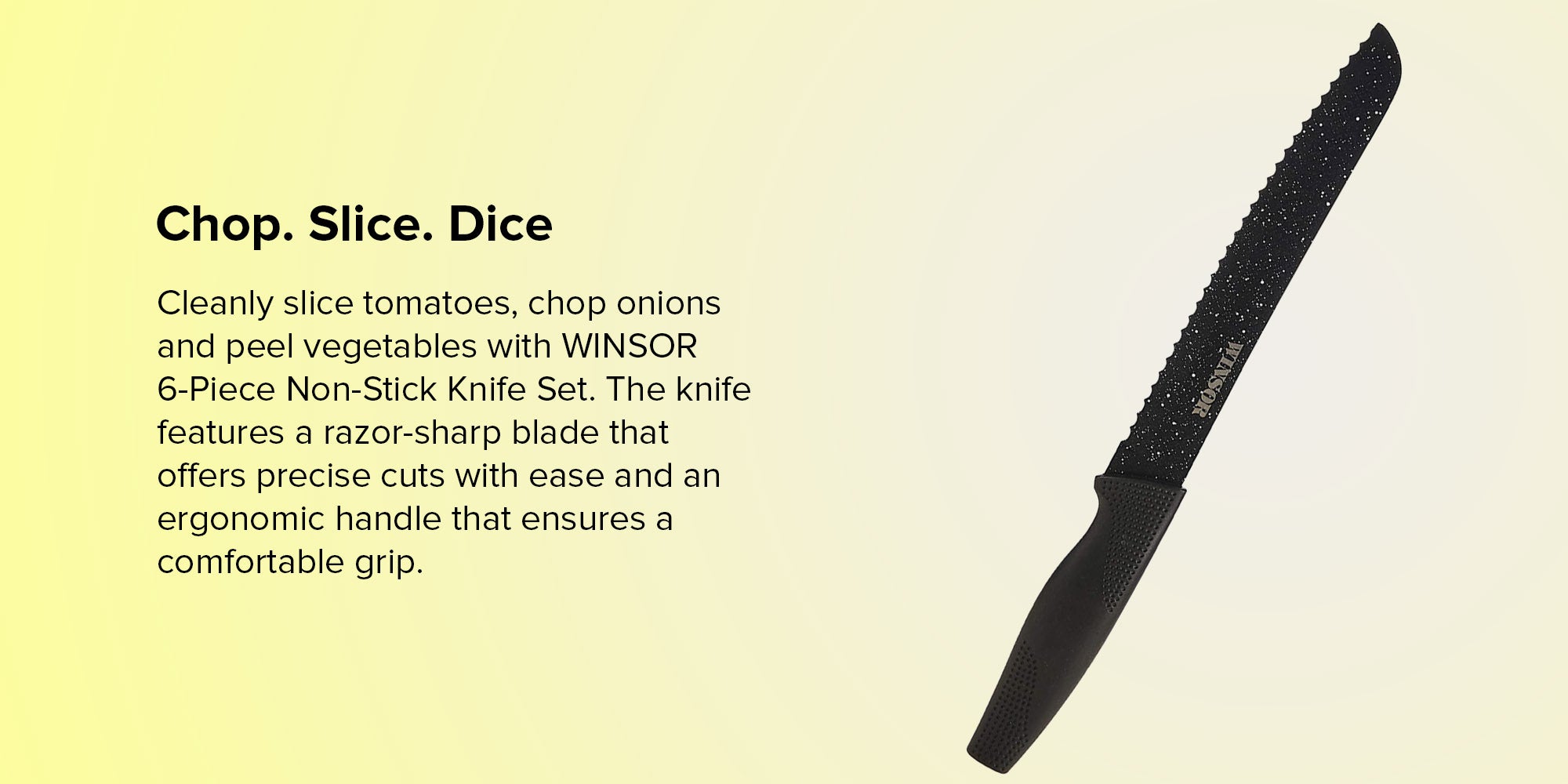 6-Piece Non Stick Knife Set Black