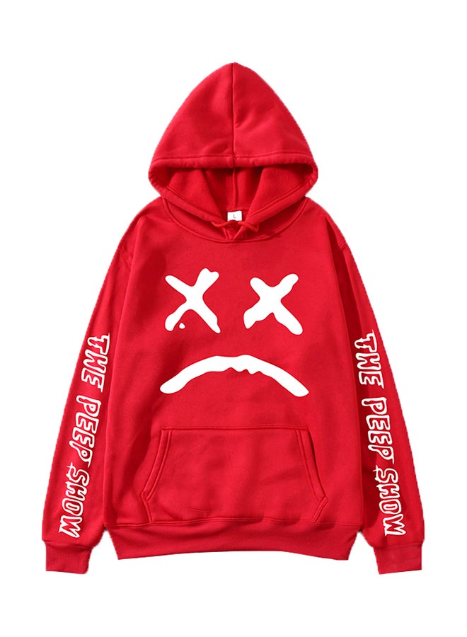 The Peep Show Print Hoodie Red