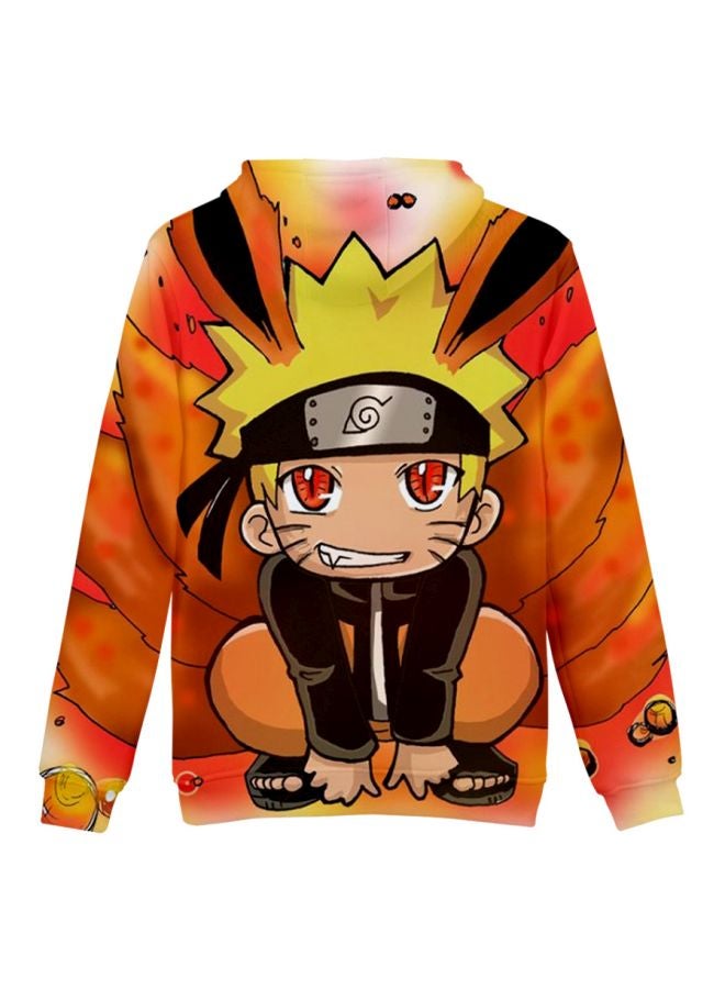 Cartoon Anime Naruto Printed Hoodie Orange/Black/Yellow