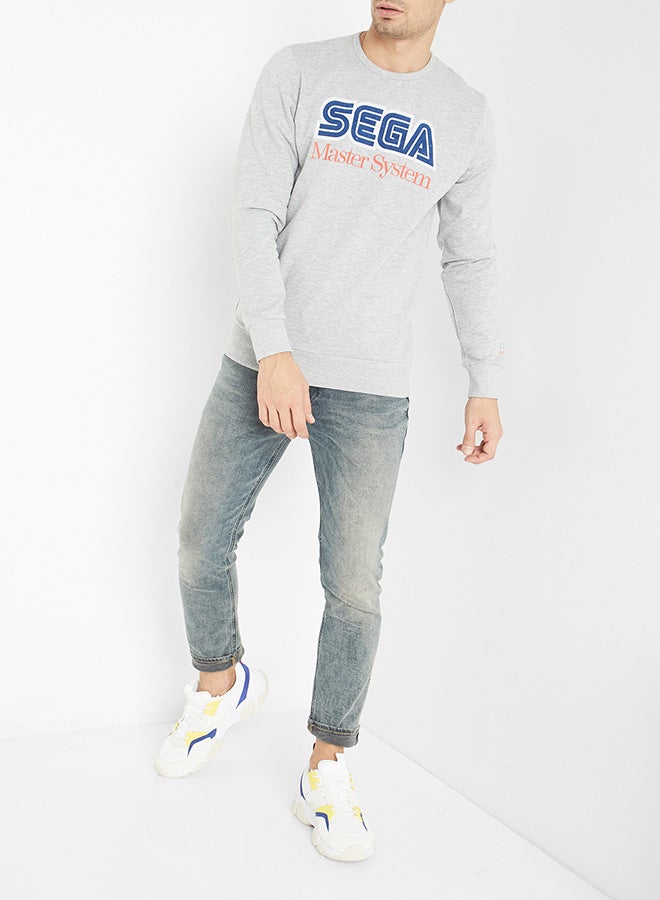 Gaming Crew Neck Sweatshirt Light Grey Melange