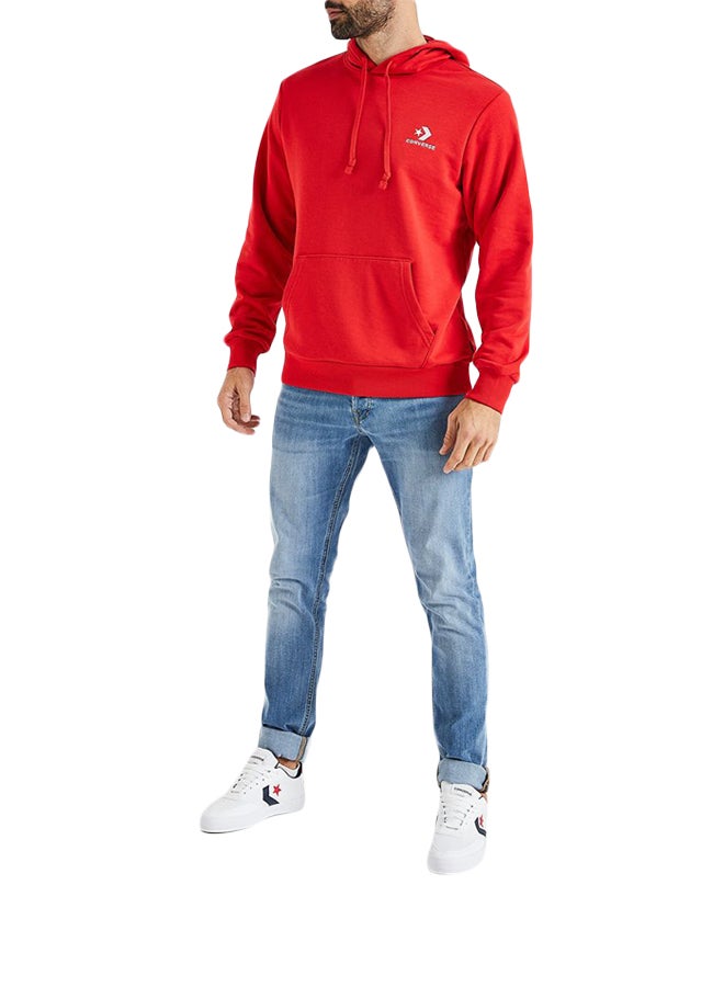 Logo Embroidered Hoodie Red