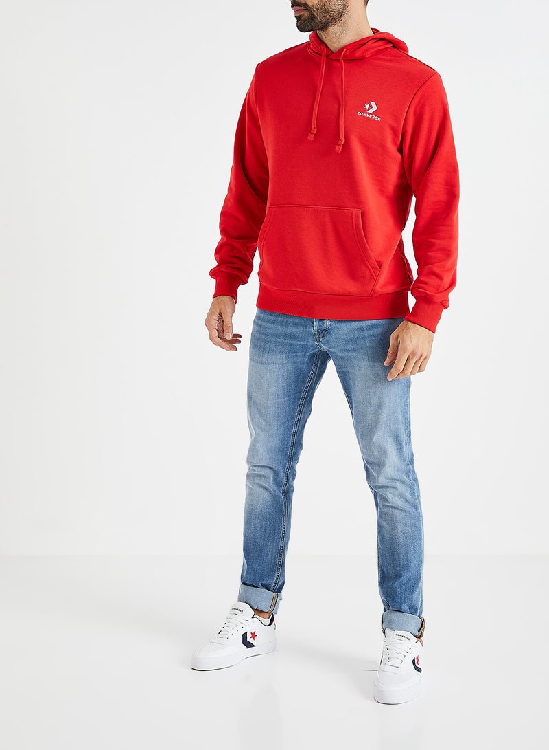 Logo Embroidered Hoodie Red