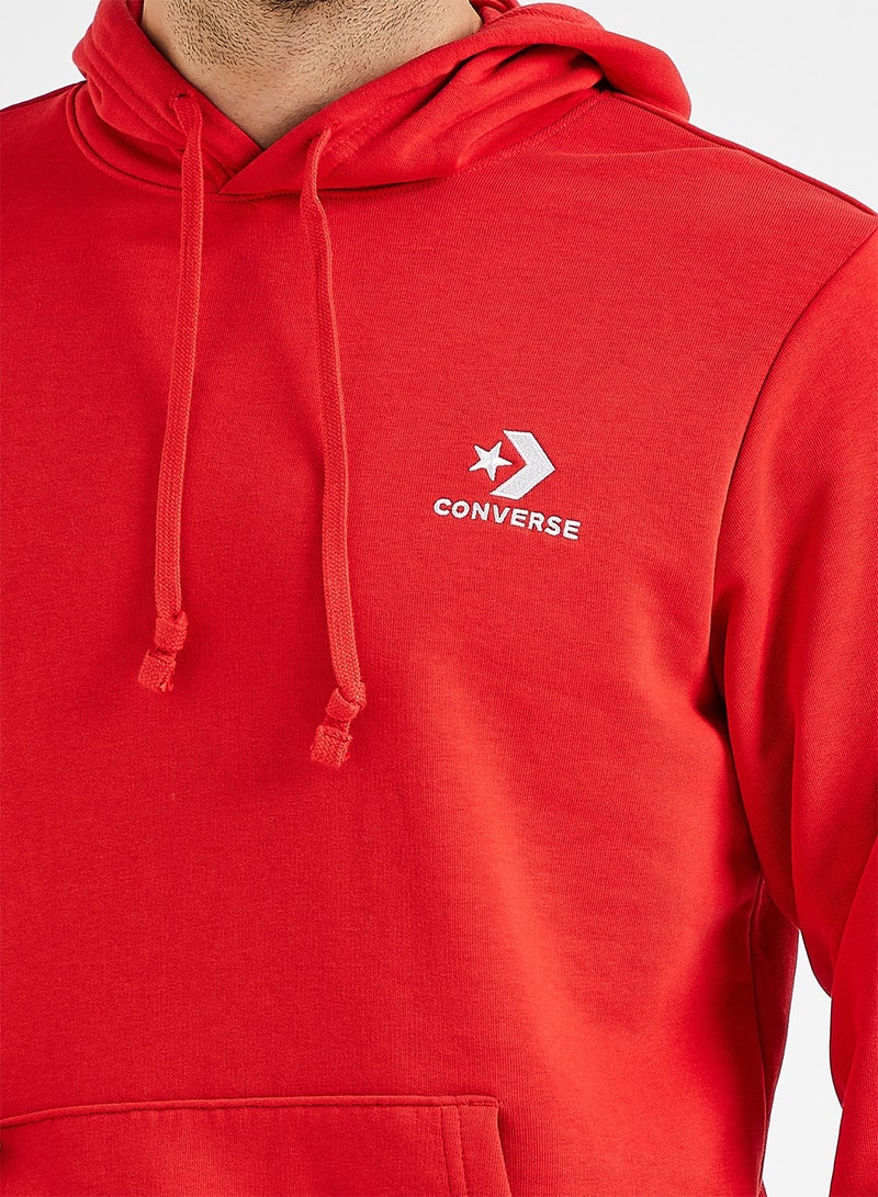 Logo Embroidered Hoodie Red