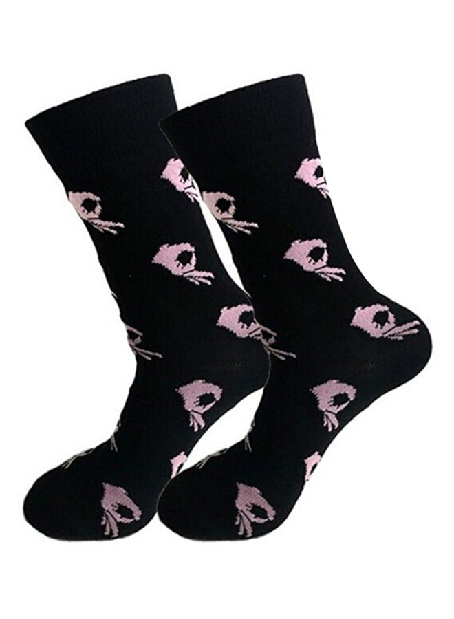 Cotton Hose Socks Pink/Black