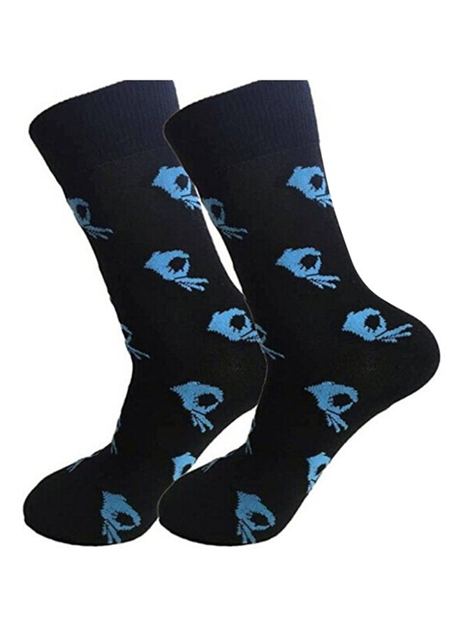 Cotton Hose Socks Blue/Black
